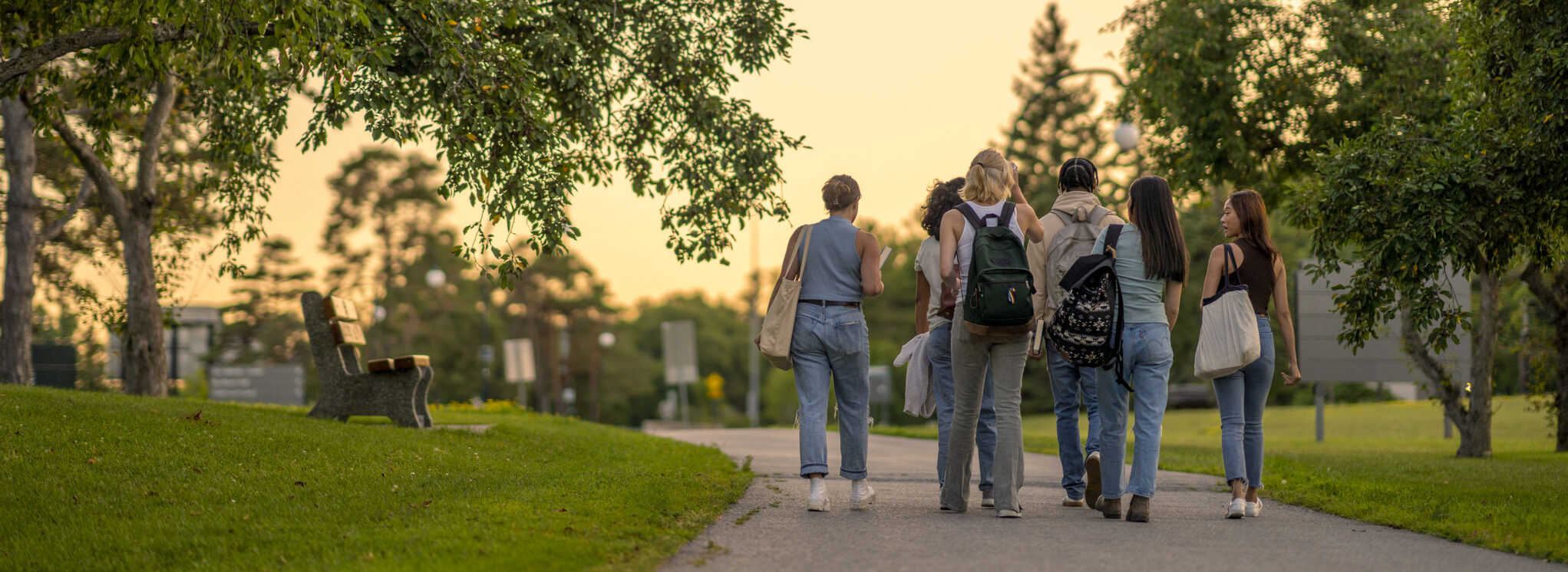 University Students Walking Outside On Campus